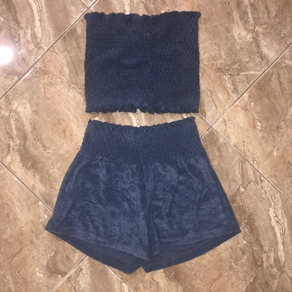 Pants - Terry cloth Two-Piece shorts set/beach cover up